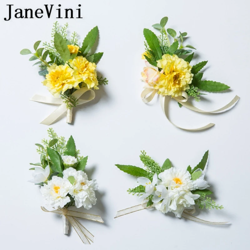 JaneVini Wedding Yellow Boutonniere Homme Mariage Wrist Corsage Bracelet Bridesmaid Men Corsages White Silk Flowers Spille Sposo
JaneVini Wedding Yellow Boutonniere Homme Mariage Wrist Corsage Bracelet Bridesmaid Men Corsages White Silk Flowers Spille Sposo