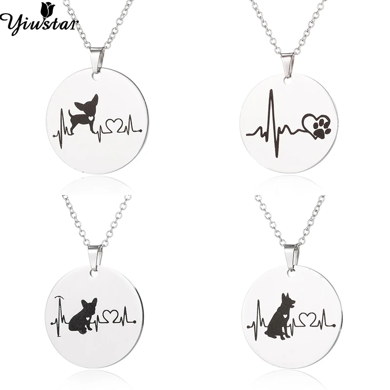 Yiustar Fashion Stainless Steel Chihuahua Dog Necklace Pendants Animal Jewelry Print Cute Cartoon with Heartbeat Wave bijoux
Yiustar Fashion Stainless Steel Chihuahua Dog Necklace Pendants Animal Jewelry Print Cute Cartoon with Heartbeat Wave bijoux
