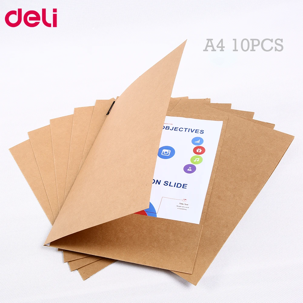 Deli kraft paper file holder A4 10pcs/set good quality paper protector paper folder protect important files
Deli kraft paper file holder A4 10pcs/set good quality paper protector paper folder protect important files