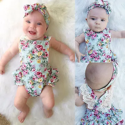Summer Newborn Kids Baby Girl Romper Clothes Floral printed Outfits Set Lace sleeveless Jumpsuit Romper+Headband Playsuit 0-24M
Summer Newborn Kids Baby Girl Romper Clothes Floral printed Outfits Set Lace sleeveless Jumpsuit Romper+Headband Playsuit 0-24M