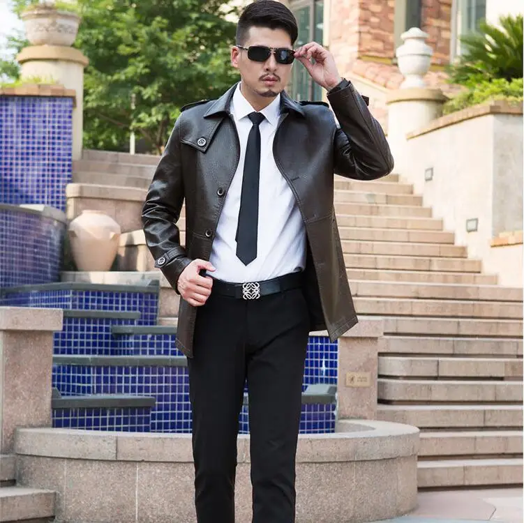 2018 Men's leather Jacket design Turn down collar Coat Men casual Business leather Trench Men Sheepskin jacket Windbreaker Coats
2018 Men's leather Jacket design Turn down collar Coat Men casual Business leather Trench Men Sheepskin jacket Windbreaker Coats