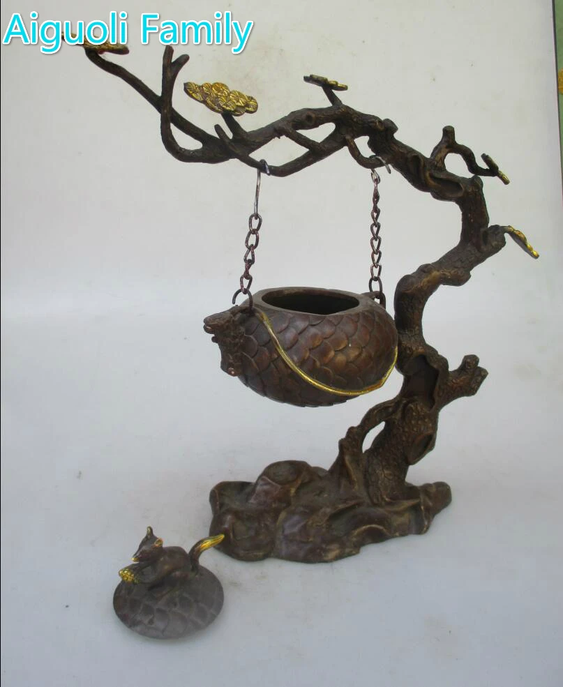 Christmas decorations home art collection chinese old copper handmade Incense burner/Metal Pine trees Censer Craft | Дом и сад