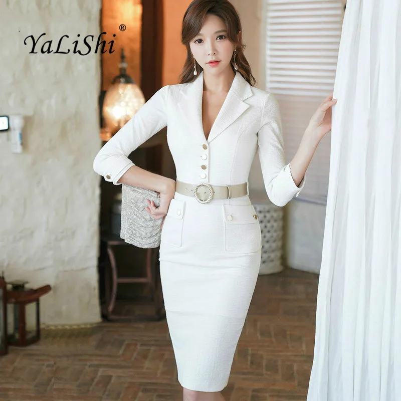 Autumn Plus Size Pencil Dress 2018 Women White Three Quarter Sleeve Notched Knee-length Suit Office Lady Dress Work Club Dresses
Autumn Plus Size Pencil Dress 2018 Women White Three Quarter Sleeve Notched Knee-length Suit Office Lady Dress Work Club Dresses