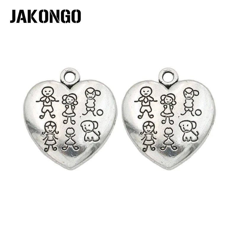 JAKONGO Antique Silver Plated Family Heart Charm Pendants for Jewelry Accessories Making Bracelet Findings DIY 24x22mm 10pcs/lot
JAKONGO Antique Silver Plated Family Heart Charm Pendants for Jewelry Accessories Making Bracelet Findings DIY 24x22mm 10pcs/lot