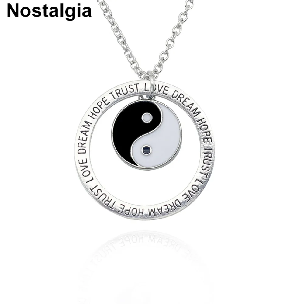 Nostalgia Dream Hope Trust Love Tai Chi Yin Yang Enamel Pendant Religious Jewelry Circle Necklace Collares
Nostalgia Dream Hope Trust Love Tai Chi Yin Yang Enamel Pendant Religious Jewelry Circle Necklace Collares