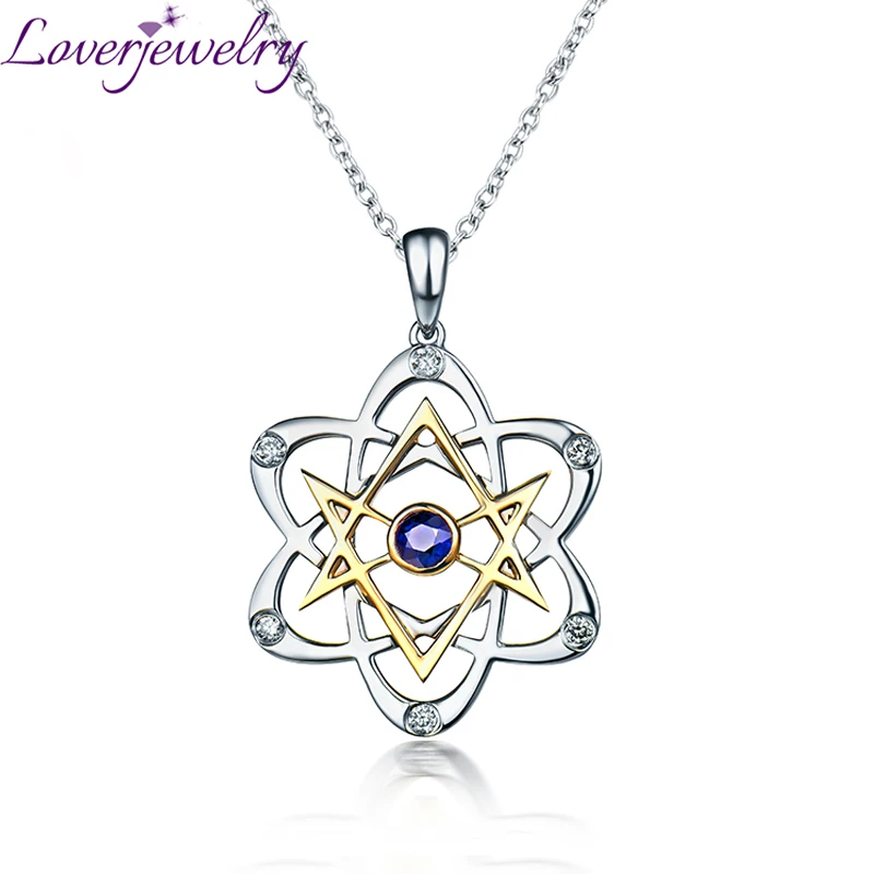 

LOVERJEWELRY Pendants Jewelry Solid 18K Multi-tone Gold Diamond Tanzanite Anniversary Pendant Necklace Flower Shape Fine Jewelry