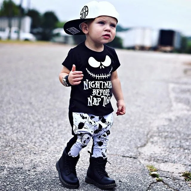 Infant Baby Boys Clothes Set Skull Halloween New Nightmare before Nap Tops T-shirt+Print Pants 2pcs Baby clothing outfit
Infant Baby Boys Clothes Set Skull Halloween New Nightmare before Nap Tops T-shirt+Print Pants 2pcs Baby clothing outfit
