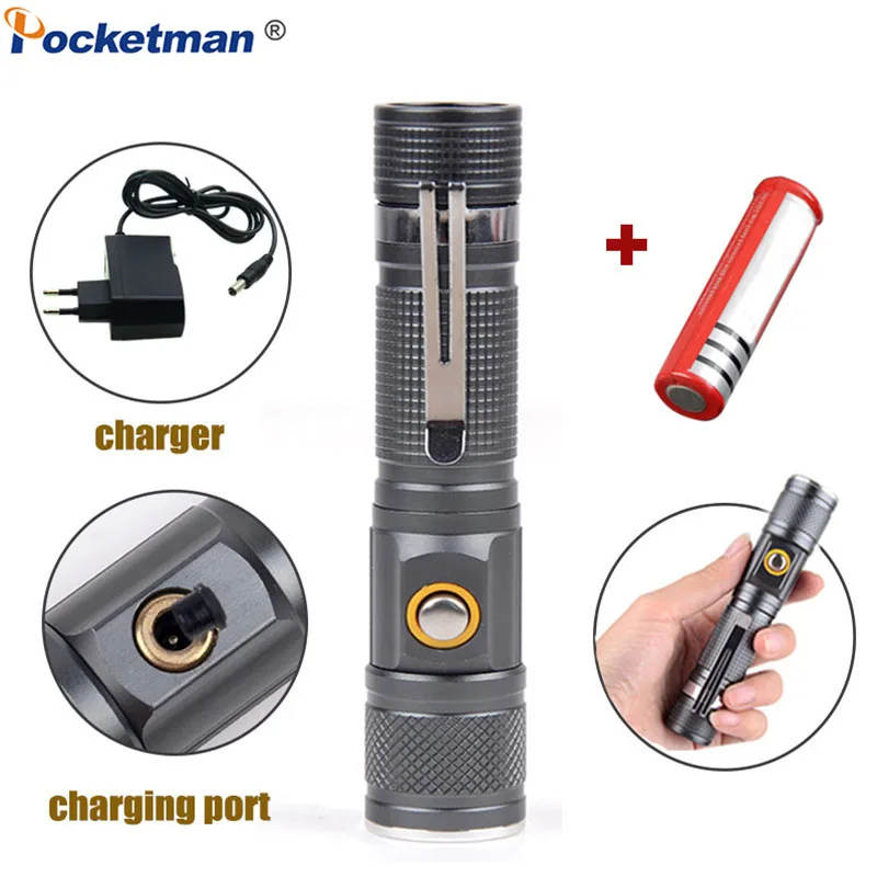 8000 Lumens Zoomable XM-L T6 Flashlight 3 Modes Tactical Direct Charging Torch Portable Aluminum use 18650 Battery
8000 Lumens Zoomable XM-L T6 Flashlight 3 Modes Tactical Direct Charging Torch Portable Aluminum use 18650 Battery