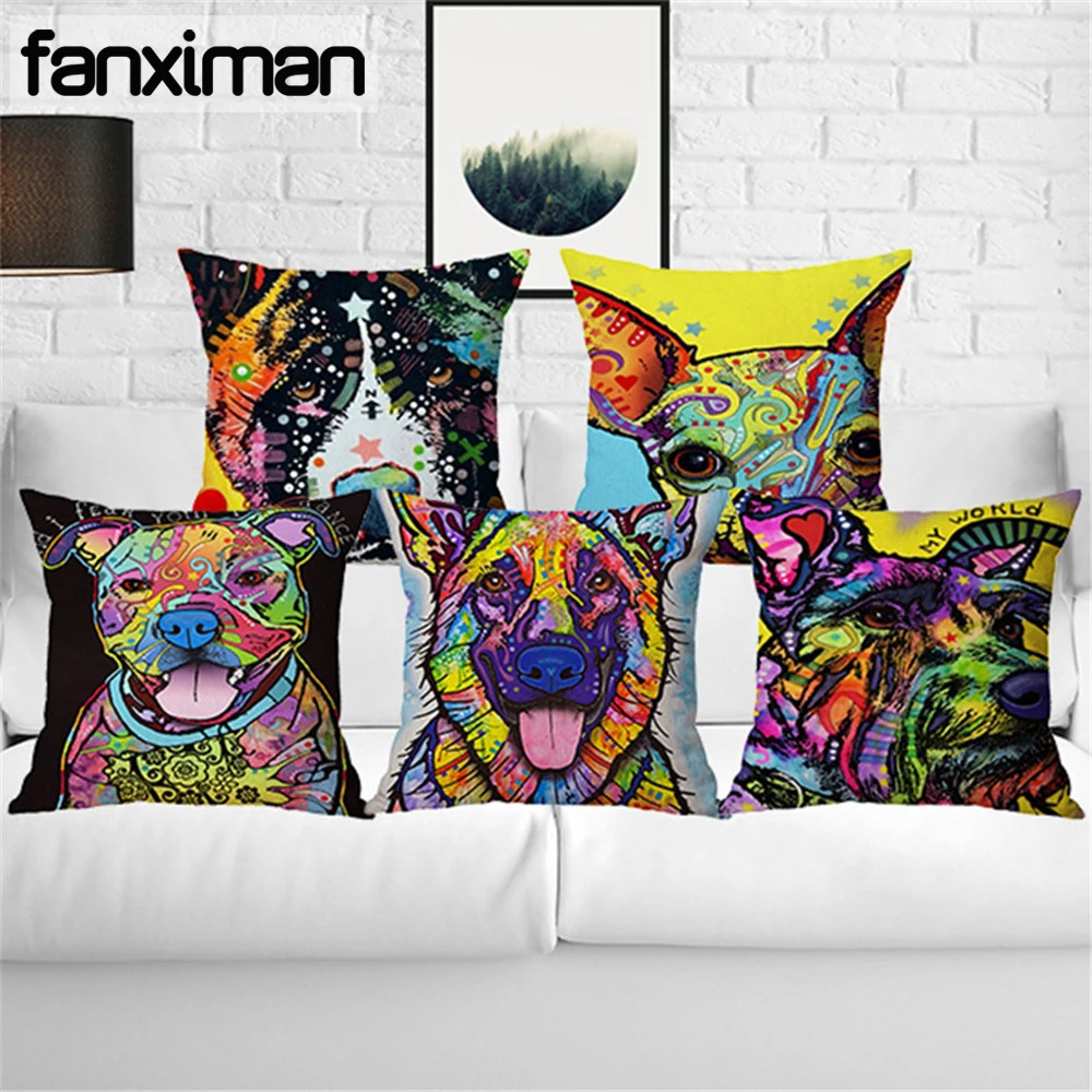 Colorful Oil Painting Cushion Cover Cute Dogs Cat Chihuahua Bull Terrier Pit Dog Pillow Cover Living Room Decorative Pillow Case
Colorful Oil Painting Cushion Cover Cute Dogs Cat Chihuahua Bull Terrier Pit Dog Pillow Cover Living Room Decorative Pillow Case