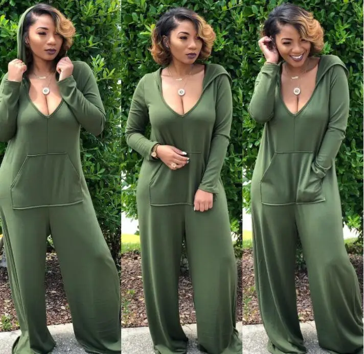 Autumn Fashion Women Jumpsuits Solid Color V Neck Long Sleeve Loose Casual Hooded Pocket Jumpsuit Wide Leg Pants
Autumn Fashion Women Jumpsuits Solid Color V Neck Long Sleeve Loose Casual Hooded Pocket Jumpsuit Wide Leg Pants