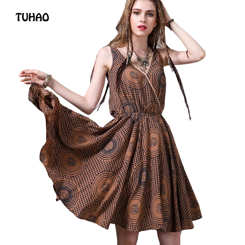 Summer Retro Printing Chiffon Dress National Style V-neck Elastic Waist Vintage Tank Dresses For Ladies #170535
Summer Retro Printing Chiffon Dress National Style V-neck Elastic Waist Vintage Tank Dresses For Ladies #170535