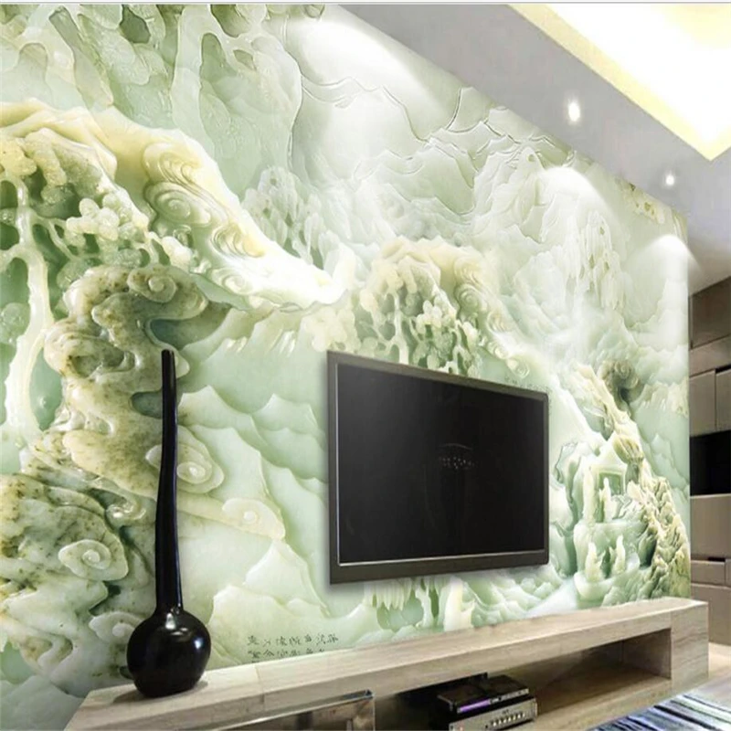 

beibehang Large Custom Wallpaper Classical Atmosphere Jade Carving HD TV Living Room Bedroom Home Decoration