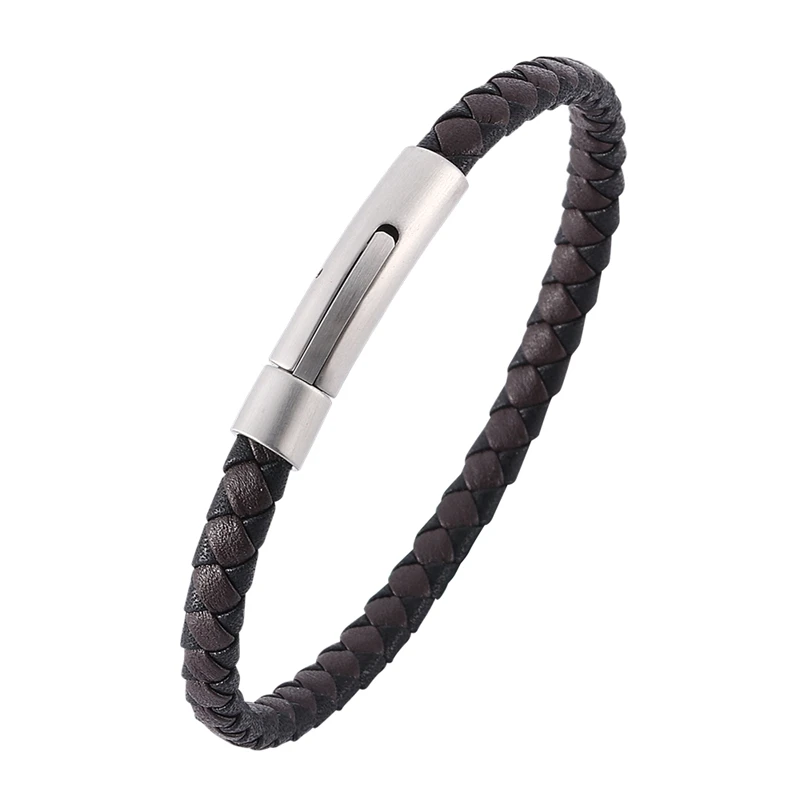 Fashion Men Leather Bracelet Stainless Steel Button Neutral Accessories Hand-woven Jewelry Gifts BB522
Fashion Men Leather Bracelet Stainless Steel Button Neutral Accessories Hand-woven Jewelry Gifts BB522