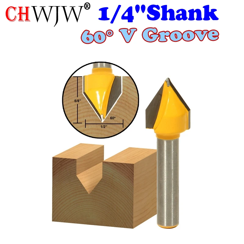 1pc 1/4" Shank 60 Degree V-Groove Router Bit - 1/2"W X 5/8"H - 1/4" Shank - Chwjw 14993q
1pc 1/4" Shank 60 Degree V-Groove Router Bit - 1/2"W X 5/8"H - 1/4" Shank - Chwjw 14993q
