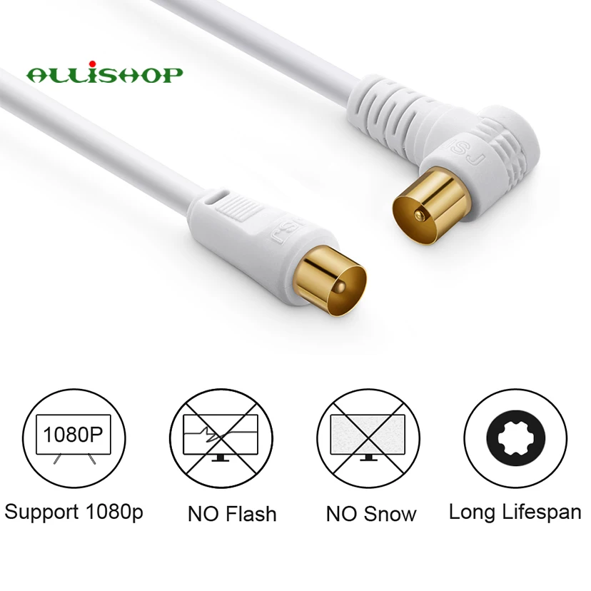 90 Degree Right Angle TV 9.5mm Male to TV Male Coaxial Cable Flylead Aerial Plug to Plug RF RG6 Satellite Antenna Cable
90 Degree Right Angle TV 9.5mm Male to TV Male Coaxial Cable Flylead Aerial Plug to Plug RF RG6 Satellite Antenna Cable