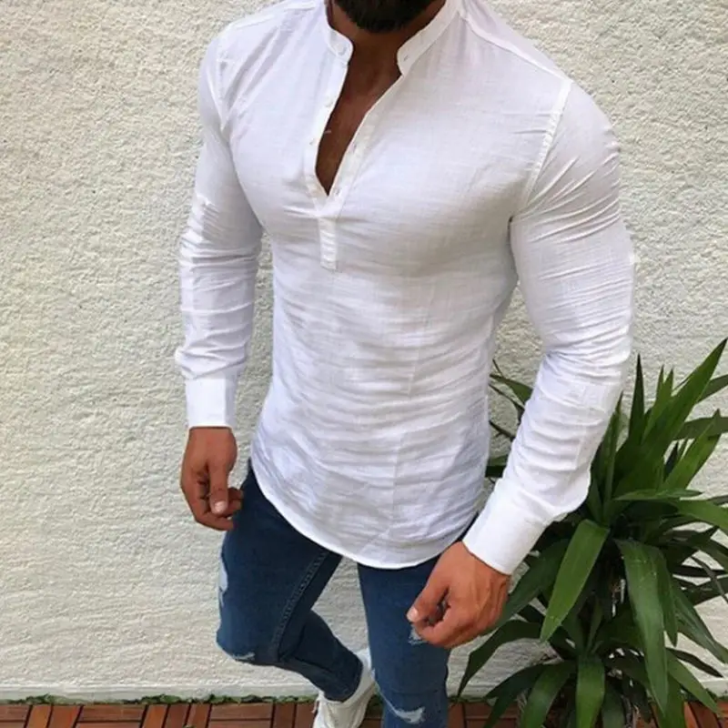 2019 Sexy New Men Long Sleeve Shirt Summer Fashion Casual Cool Clothing Slim Fit Tees Tops Male Breathable Linen Shirt
2019 Sexy New Men Long Sleeve Shirt Summer Fashion Casual Cool Clothing Slim Fit Tees Tops Male Breathable Linen Shirt