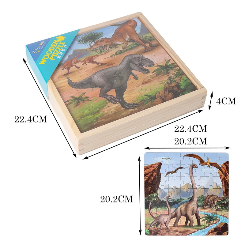 Тройной Набор пазлов Детский динозавр пазлы тираннозавр Рекс деревянные игрушки