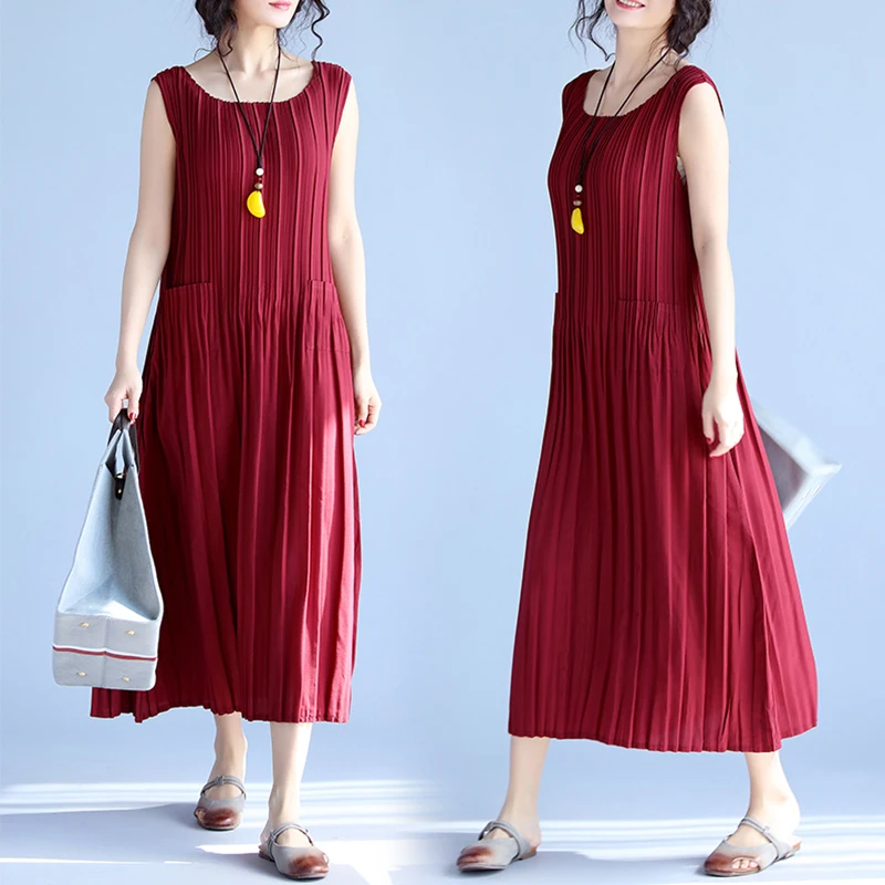 Женское шифоновое платье-жилет без рукавов свободное однотонное длинное
