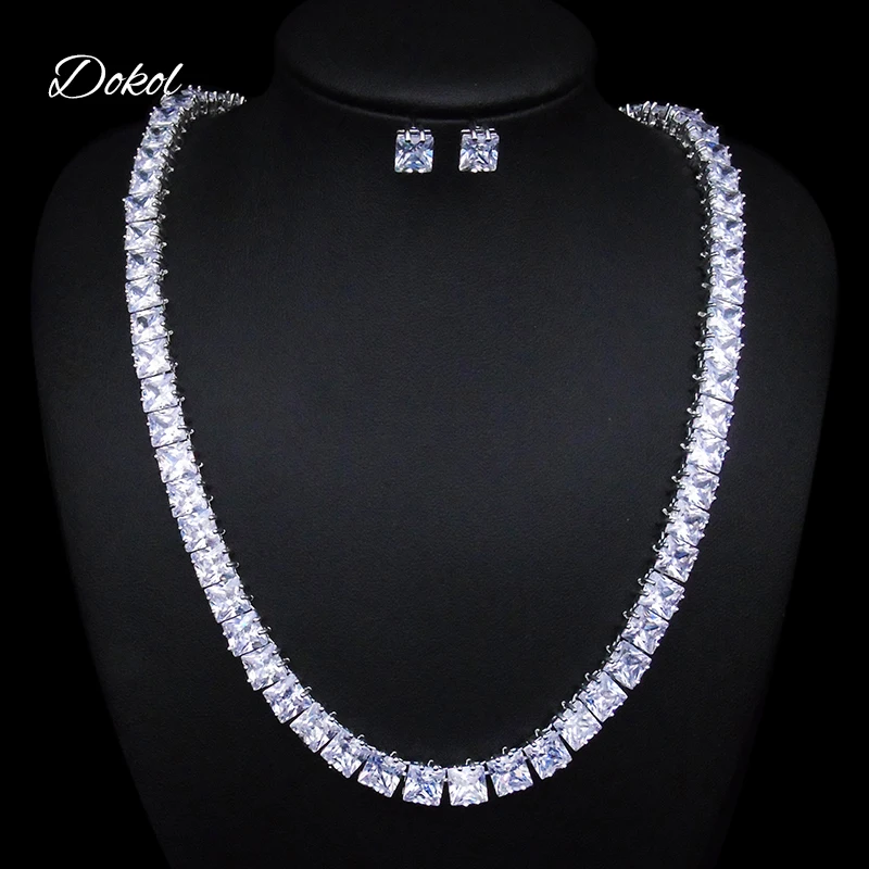 DOKOL Sparkling Square Cubic Zirconia Earrings and Necklaces Sets Silver Color Bridal Jewelry Sets For Wedding DKS0014
DOKOL Sparkling Square Cubic Zirconia Earrings and Necklaces Sets Silver Color Bridal Jewelry Sets For Wedding DKS0014