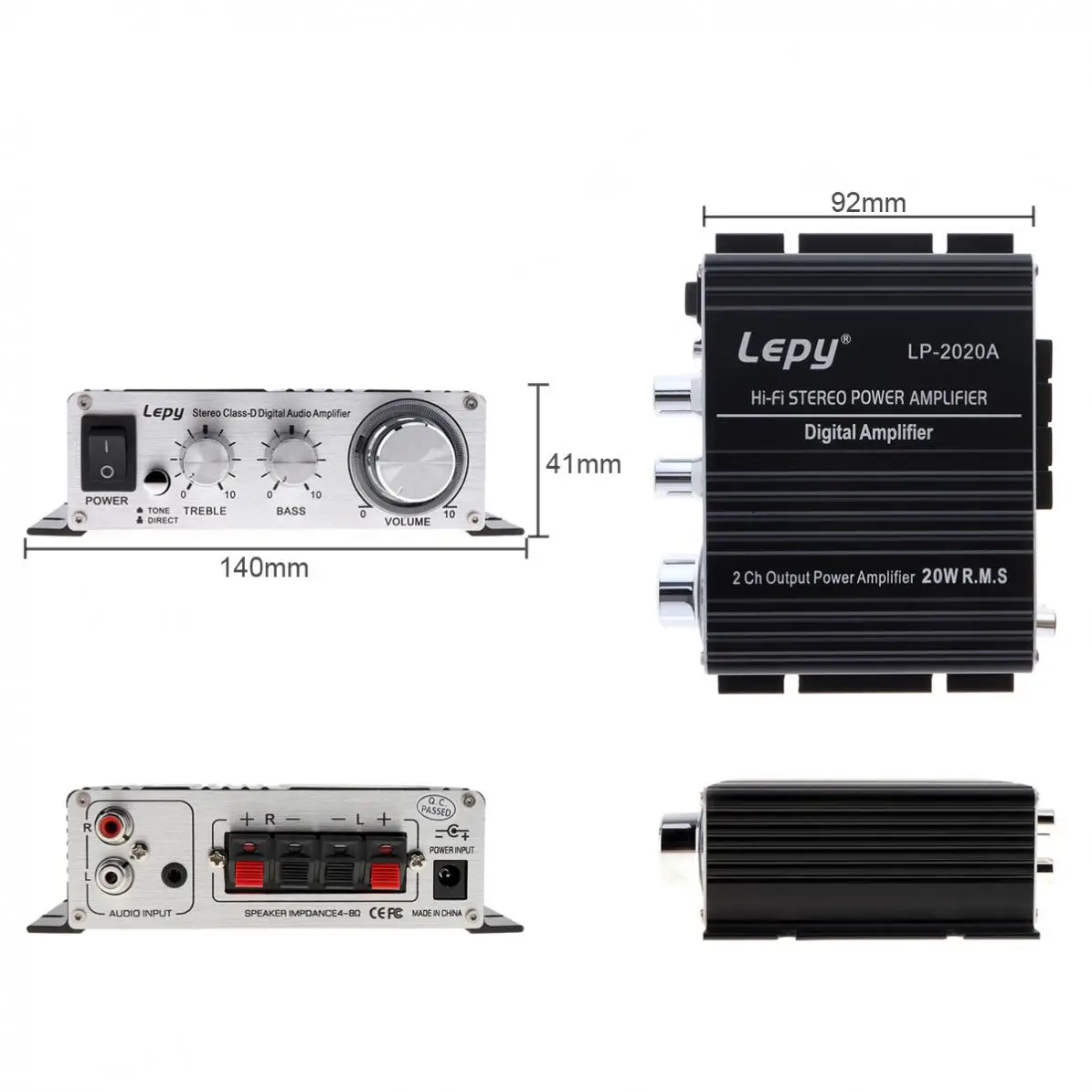 

Lepy 2020A 20Wx2 2CH Stereo Class-D Digital Audio Amplifier HiFi Stereo Power Amplifier with Over-current Protection