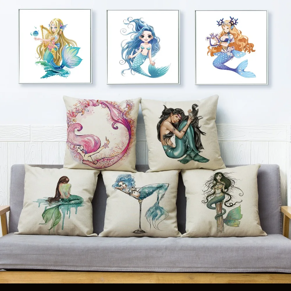 Cute Cartoon Mermaid Cushion Covers Linen Pillows Cases Sofa Home Decor Pillow Case Pillow Cover 45*45cm
Cute Cartoon Mermaid Cushion Covers Linen Pillows Cases Sofa Home Decor Pillow Case Pillow Cover 45*45cm