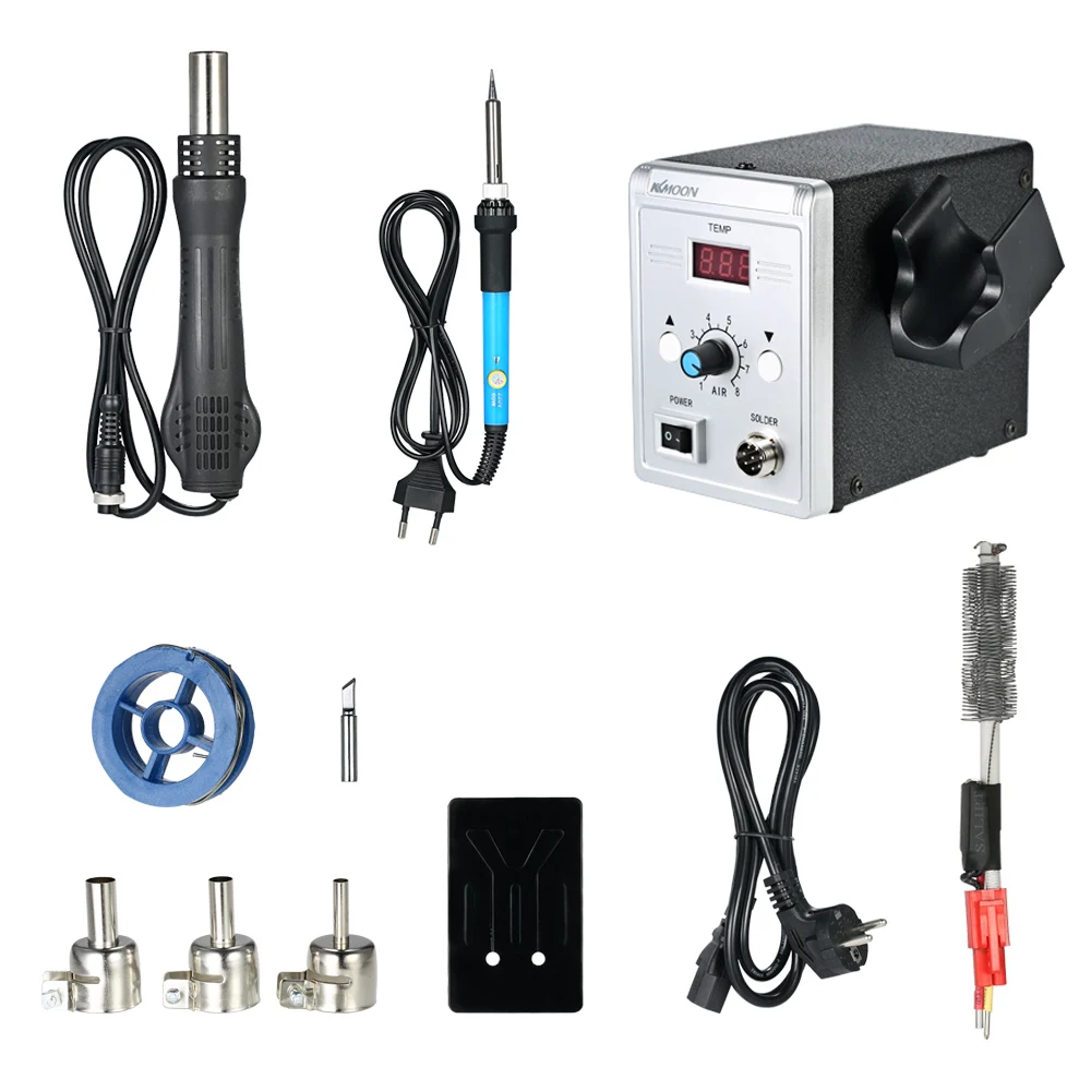 KKmoon 858D 700W High Quality Soldering Station Digital Solder Iron Desoldering Station BGA Rework Solder Station Hot Air Gun
KKmoon 858D 700W High Quality Soldering Station Digital Solder Iron Desoldering Station BGA Rework Solder Station Hot Air Gun