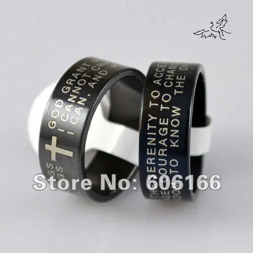 Wholesale 30pc/lot Black ENGLISH SERENITY PRAYER Cross Ring Stainless Steel Rings Fashion Religious Jewelry
Wholesale 30pc/lot Black ENGLISH SERENITY PRAYER Cross Ring Stainless Steel Rings Fashion Religious Jewelry