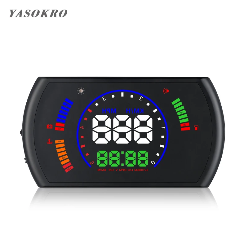 YASOKRO HUD Дисплей Цифровой спидометр автомобильный OBD2 лобовое стекло проектор со