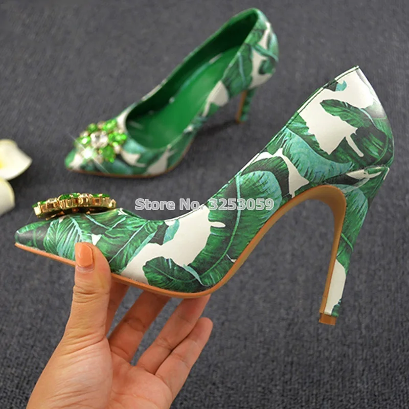 ALMUDENA Women Floral Gem Crystal Green Banana Leafs Pumps Pointed Toe Bling Bling Beaded Flowers Stiletto Heel Wedding Shoes
ALMUDENA Women Floral Gem Crystal Green Banana Leafs Pumps Pointed Toe Bling Bling Beaded Flowers Stiletto Heel Wedding Shoes