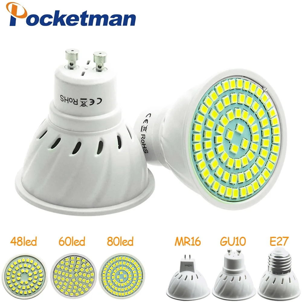 Pocketman E27 MR16 GU10 Lampada LED Bulb 220V 240V Bombillas LED Lamp Spotlight 48 60 80 LED 2835 SMD Energy Saving
Pocketman E27 MR16 GU10 Lampada LED Bulb 220V 240V Bombillas LED Lamp Spotlight 48 60 80 LED 2835 SMD Energy Saving