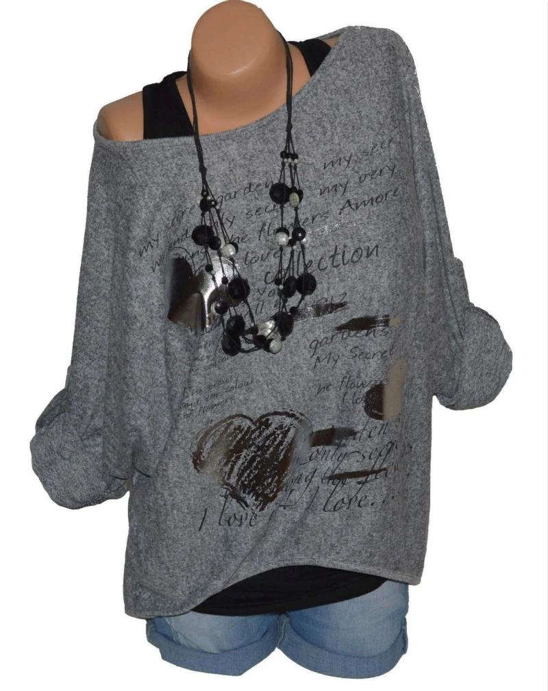 Letter Heart Print Women Fashion Shirt Loose Slash Neck Casual Ladies Shirts 2018 New Tops Femme T Shirt Plus Size 6 Colors
Letter Heart Print Women Fashion Shirt Loose Slash Neck Casual Ladies Shirts 2018 New Tops Femme T Shirt Plus Size 6 Colors