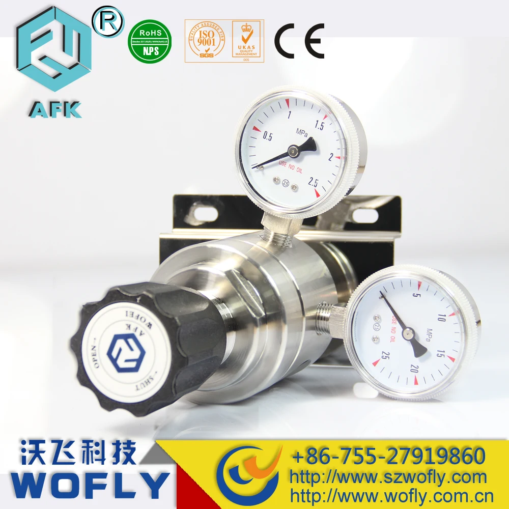 High pressure diaphragm 1/2"NPT Stainless steel two gauges argon gas regulator with panel mount
High pressure diaphragm 1/2"NPT Stainless steel two gauges argon gas regulator with panel mount