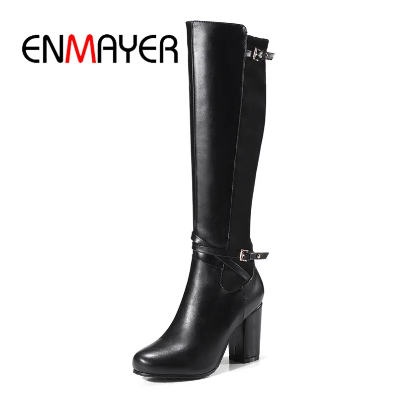ENMAYER New Knee high boots Fashion Women Ankle boots solid Buckle Round toe Square heel Ladies boots Winter Short plush CR966
ENMAYER New Knee high boots Fashion Women Ankle boots solid Buckle Round toe Square heel Ladies boots Winter Short plush CR966