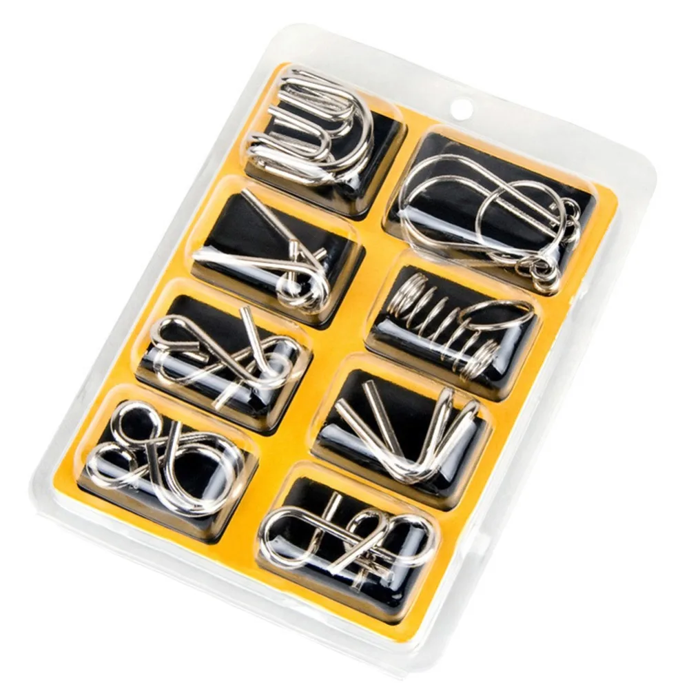 8pcs/lot Montessori Materials Metal Wire Puzzle IQ Mind Brain Teaser Puzzles Game For Adults And Kids Eeducational Toy
8pcs/lot Montessori Materials Metal Wire Puzzle IQ Mind Brain Teaser Puzzles Game For Adults And Kids Eeducational Toy