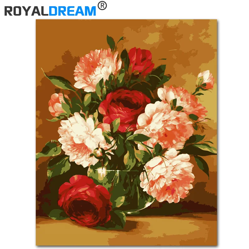 Фото Европейский цветок ROYALDREAM DIY картина по номерам Настенная акриловый Холст Картина