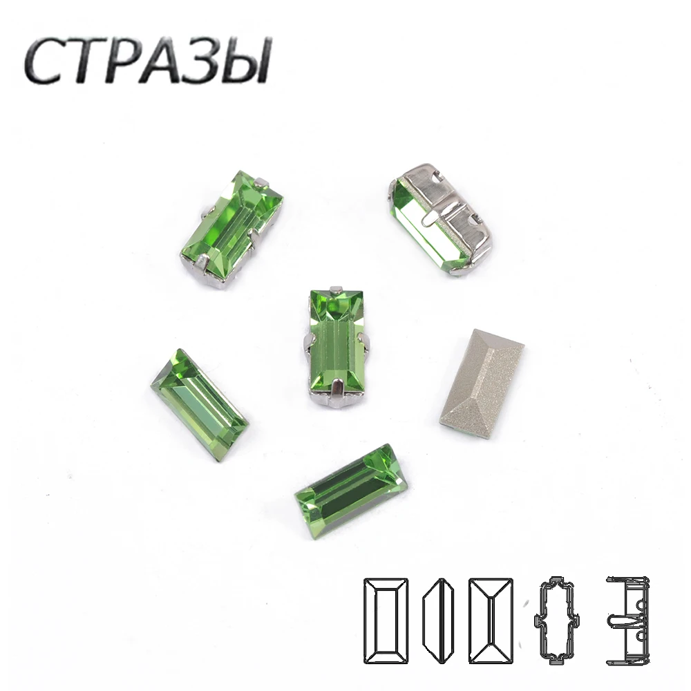 Peridot 4501 багета пришить на искусственном камне с когтями для женщин Футболка