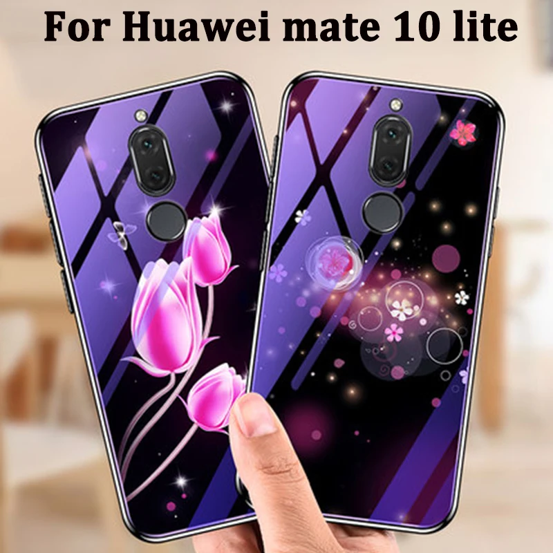 Чехол для Huawei mate 10 lite чехол из синего закаленного стекла задняя крышка mate10 чехлы
