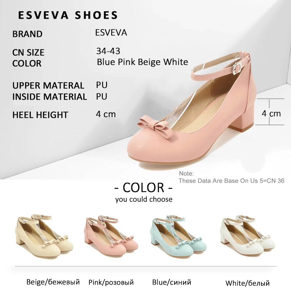 ESVEVA 2018 Sweet Style Women Pumps Soft Leather Shoes Round Toe Butterfly-knot Square Med Heels Women Pumps Shoes Size 34-43
ESVEVA 2018 Sweet Style Women Pumps Soft Leather Shoes Round Toe Butterfly-knot Square Med Heels Women Pumps Shoes Size 34-43