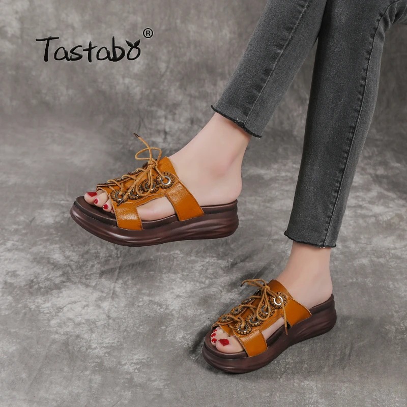 Tastabo 2019 summer ladies slippers Beach shoes Vintage craftsmanship Leisure style High-heeled flat-bottom women's daily shoes
Tastabo 2019 summer ladies slippers Beach shoes Vintage craftsmanship Leisure style High-heeled flat-bottom women's daily shoes