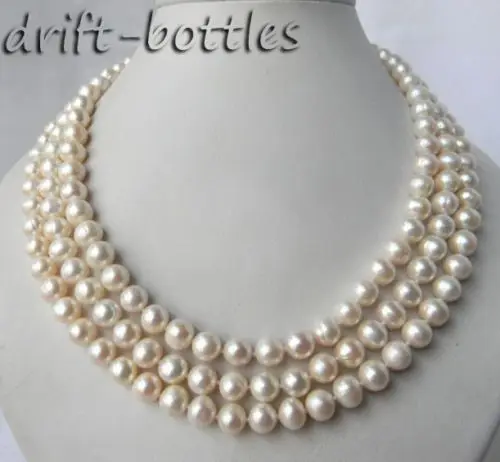 Hot sale new Style >>>3Strands 9mm 18'' Round White Freshwater Pearl Silver Necklace
Hot sale new Style >>>3Strands 9mm 18'' Round White Freshwater Pearl Silver Necklace