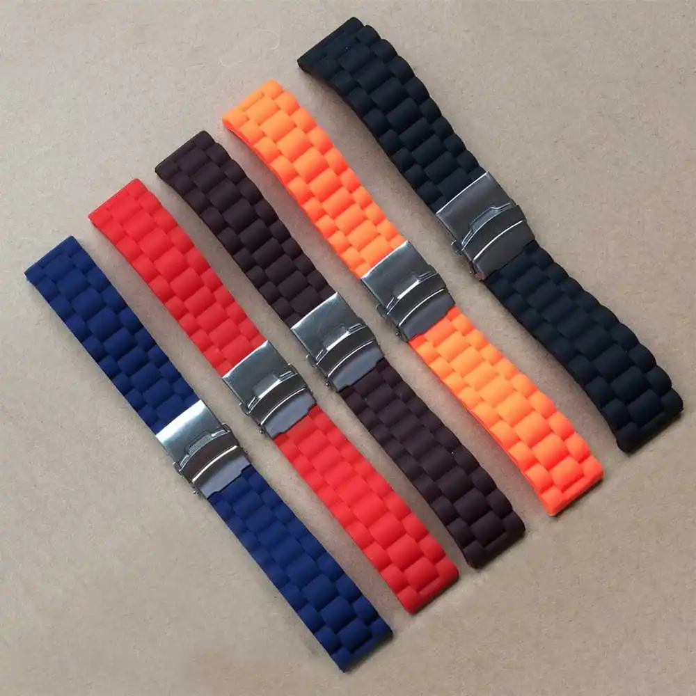 1pcs 16mm,18mm, 20mm, 22mm, 24mm 5 colors New Silicone Rubber Watch Strap Band Deployment Buckle Waterproof BLack Watchband
1pcs 16mm,18mm, 20mm, 22mm, 24mm 5 colors New Silicone Rubber Watch Strap Band Deployment Buckle Waterproof BLack Watchband
