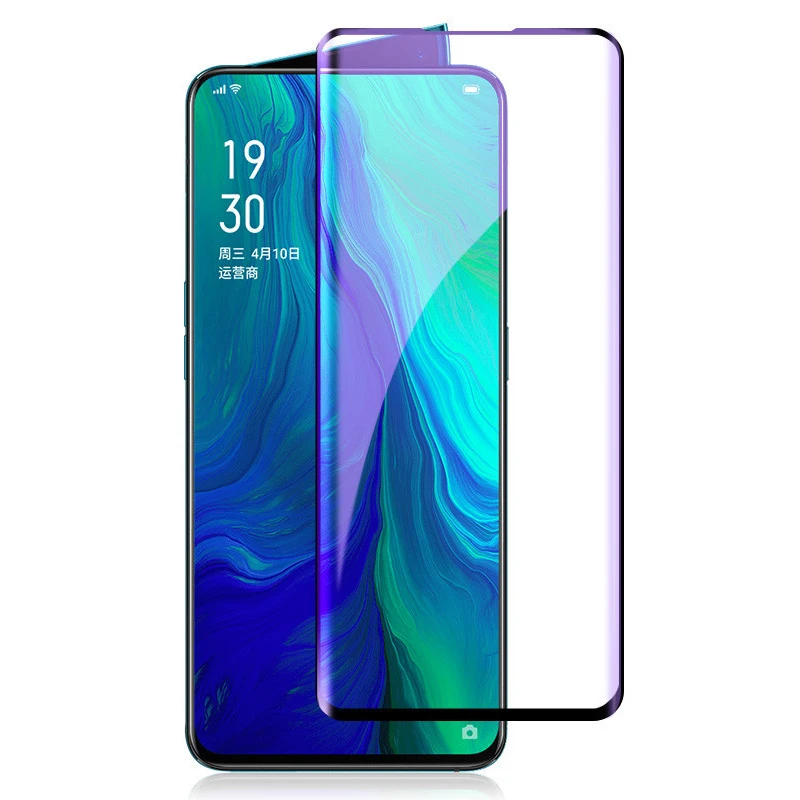 9H полное покрытие анти Blu Ray закаленное стекло для OPPO Reno 2 протектор экрана 10X Zoom