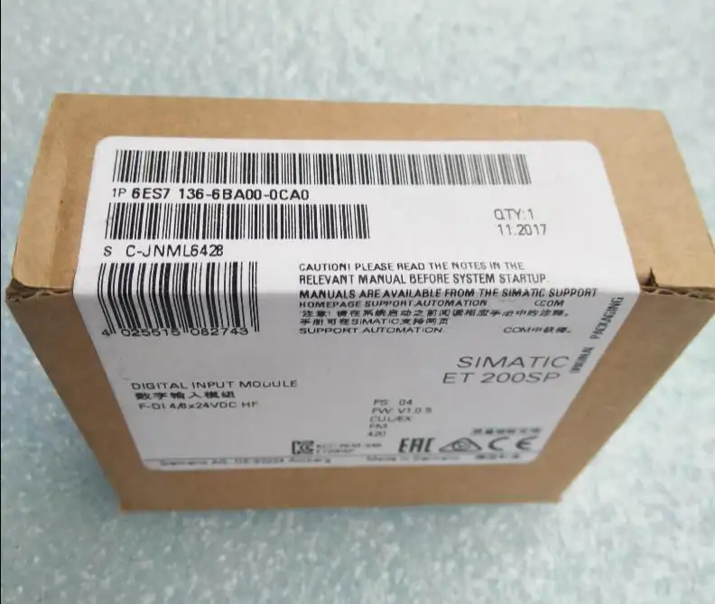 100% Originla New 2 years warranty ET200SP 6ES7136-6BA00-0CA0 Digital Input Module 6ES7 136-6BA00-0CA0
100% Originla New 2 years warranty ET200SP 6ES7136-6BA00-0CA0 Digital Input Module 6ES7 136-6BA00-0CA0
