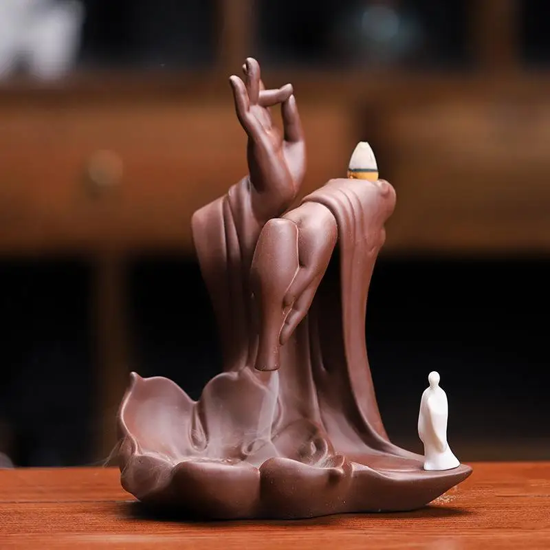 Chinese Tathagata Buddha'S Hand Backflow Incense Burner Ceramic Lotus Incense Cones Stick Holder Smoke Waterfall Home Decor Zen
Chinese Tathagata Buddha'S Hand Backflow Incense Burner Ceramic Lotus Incense Cones Stick Holder Smoke Waterfall Home Decor Zen