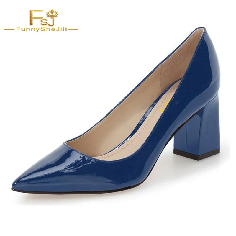 FSJ 2021 Spring Autumn Navy Pointy Toe Block Heel Patent Leather Women Office Dress Pumps Concise Ladies Slip on Shoes Size 4-16
FSJ 2021 Spring Autumn Navy Pointy Toe Block Heel Patent Leather Women Office Dress Pumps Concise Ladies Slip on Shoes Size 4-16