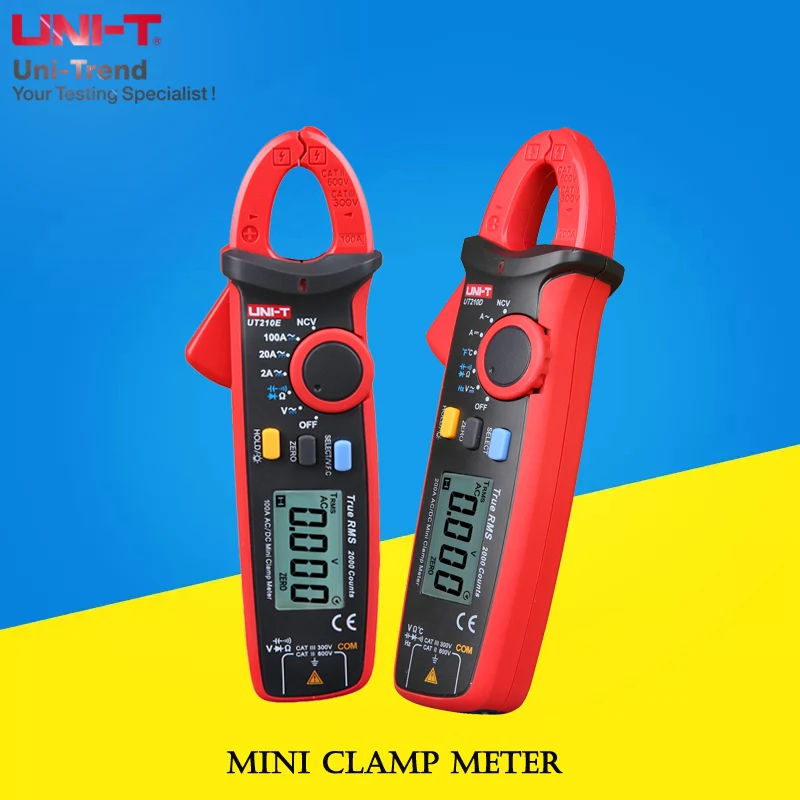 UNI-T UT210A/UT210B/UT210C/UT210D/UT210E Mini Clamp Meter; Auto Range Ammeter/VFC/NCV/Temperature Test
UNI-T UT210A/UT210B/UT210C/UT210D/UT210E Mini Clamp Meter; Auto Range Ammeter/VFC/NCV/Temperature Test