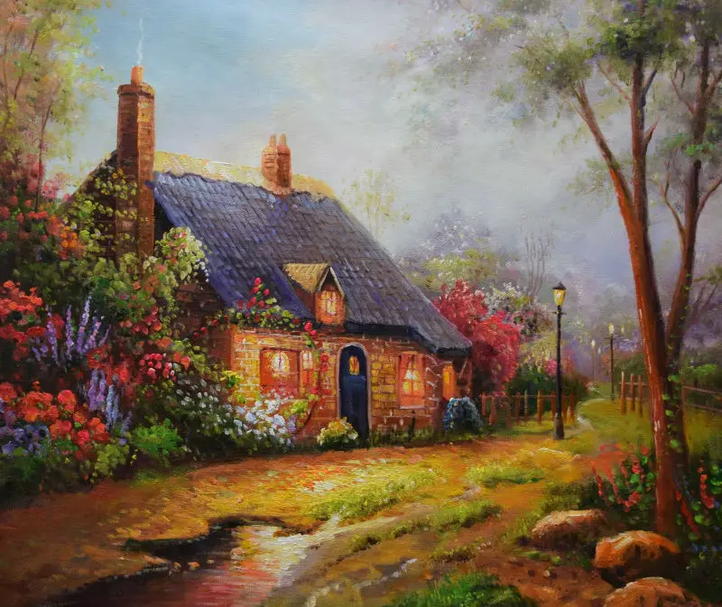 Hand Painted European Style Oil Canvas Painting Realist Forest House Landscape Oil Painting Wall Art Picture Painting for Room
Hand Painted European Style Oil Canvas Painting Realist Forest House Landscape Oil Painting Wall Art Picture Painting for Room