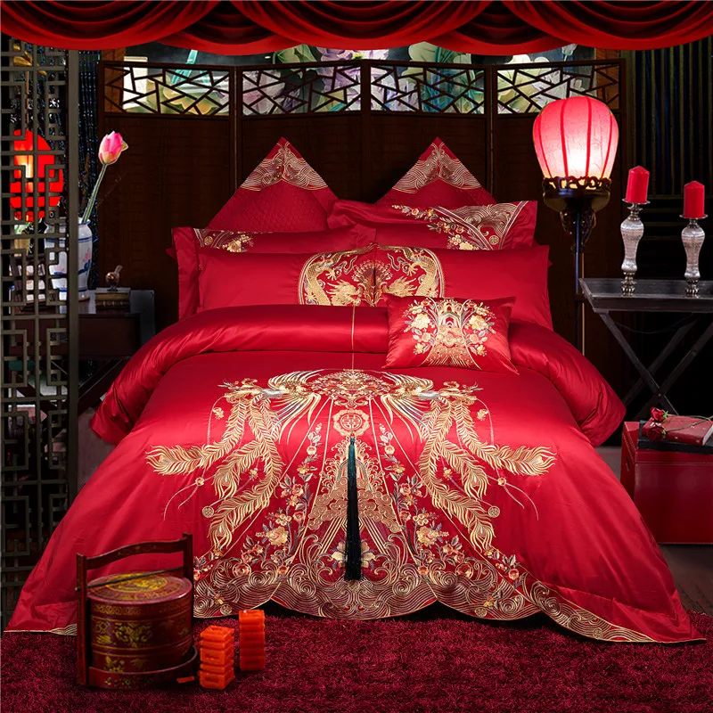 2018 New 9pcs King Size Bedding Sets Embroidery Duvet Cover Sets red bed set for girls Pillowcases wedding decoration Bed Linen
2018 New 9pcs King Size Bedding Sets Embroidery Duvet Cover Sets red bed set for girls Pillowcases wedding decoration Bed Linen