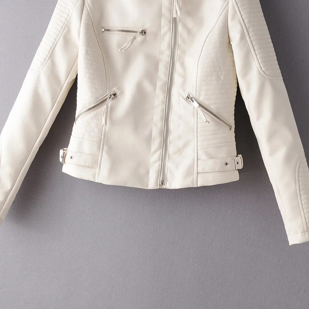 Black leather jacket women zipper faux leather coat white biker jacket long sleeve chaqueta mujer cuero streetwear 2019
Black leather jacket women zipper faux leather coat white biker jacket long sleeve chaqueta mujer cuero streetwear 2019