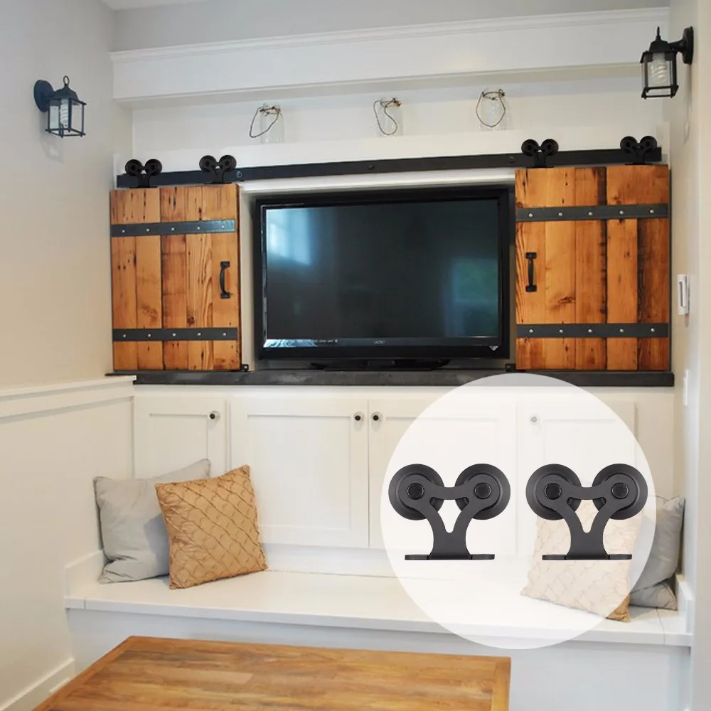 LWZH American Style Black Steel Sliding Barn Door Hardware Kit Double T Shaped Track Roller Closet Door Hardware for Double Door
LWZH American Style Black Steel Sliding Barn Door Hardware Kit Double T Shaped Track Roller Closet Door Hardware for Double Door